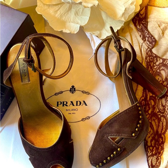 🌟HP2X🎉PRADA💎LUXURY💎Designer Women's Peep Toe Heels - Picture 7 of 16